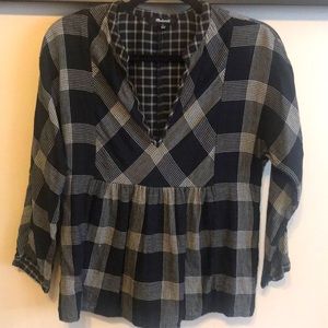 Madewell Black and White Plaid Top